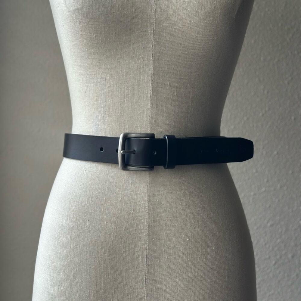 Lauren Ralph Lauren Black Leather Belt with Silver Buckle